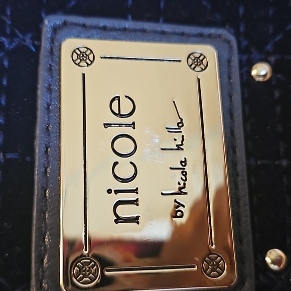 Nicole Miller Suzie bag Quilted studded & chained Navy Velvet Mini crossbody - Picture 17 of 17